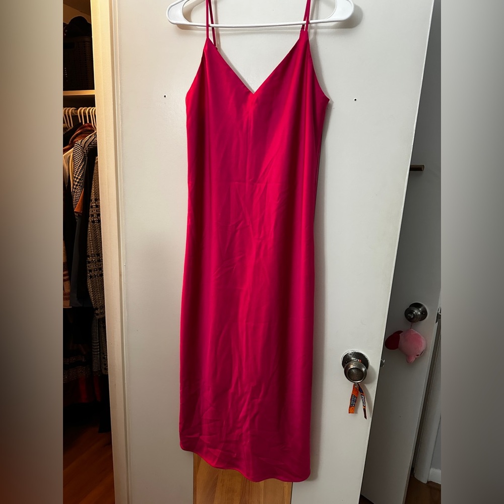 J. Crew Vibrant Pink Midi Dress